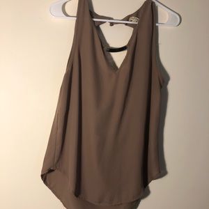 Brown slight High-Low top with gold embellishment